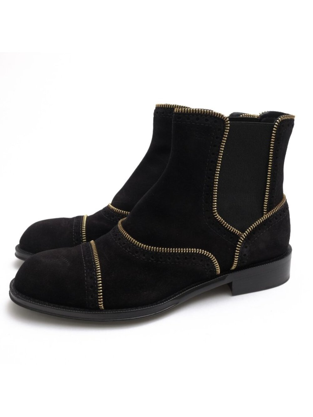 Louis Vuitton Side Gore Suede Leather Flat Ankle Boots Black